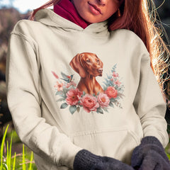Cute Dog Vizsla Breed Floral Design