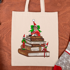 Elf On The Bookshelf Christmas Elf Xmas Festive Design