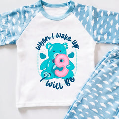 Bear PJs When I Wake Up I Will Be 4 Blue Design