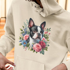 Cute Boston Terrier Dog Breed Floral Design