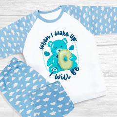 Bear PJs When I Wake Up I Will Be 4 Blue Design