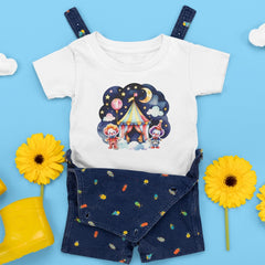 Red Circus Tent with Clowns and Stars Design