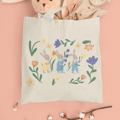 Cute Rabbits Bunnies Easter Floral Design
