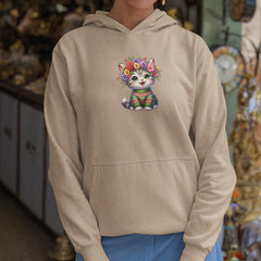 Cute Happy Kitten Flower Wreath Sweater Cat Design