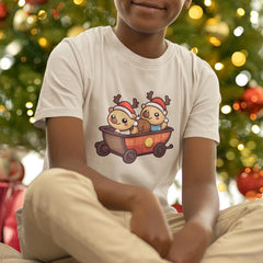 Cute Reindeers In A Cart Kids Christmas Character Design