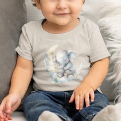 Blue Elephant Sleeping On A Moon Pattern Design