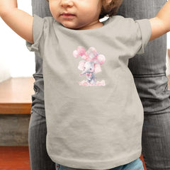 Cute Pink Bday Elephant Bow Holding Balloons Pattern Design