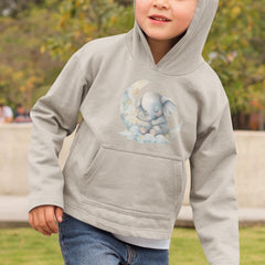 Blue Elephant Sleeping On A Moon Pattern Design