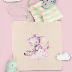Cute Pink Elephant Plane Clouds Pattern Design