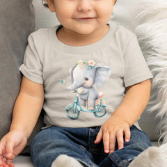 Blue Cute Riding Bike Floral Pattern Design