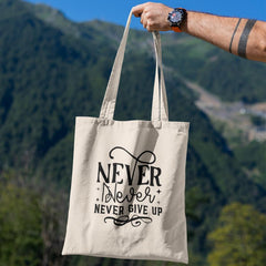 Never Never Never Give Up Simple Black Line Quote Affirmation Design