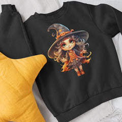 Orange and Black Witch Kids Halloween Character Design