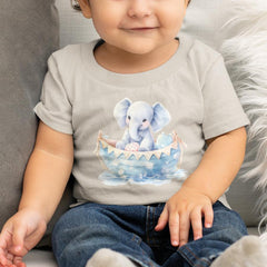 Cute Blue Elephant Swimming Boat Pattern Design