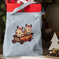 Cute Reindeers In A Cart Kids Christmas Character Design