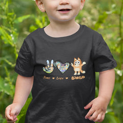 BLUEY Peace Love Bingo Blue Kids TV Design