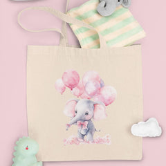 Cute Pink Bday Elephant Bow Holding Balloons Pattern Design