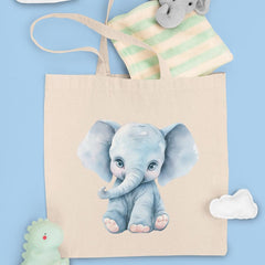 Blue Cute Elephant Sitting Pattern Design