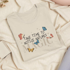 Natures Magic Text with Butterflies Design