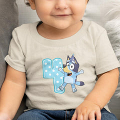 Happy Bluey Character 4th Birthday Number Design