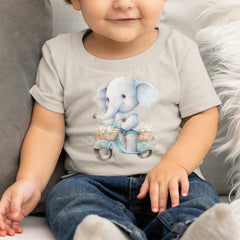 Cute Blue Elephant Riding A Scooter Pattern Design