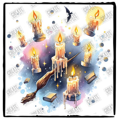 Harry Potter Broom & Candles Pattern Design