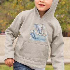 Cute Blue Elephant Floral Boat Pattern Design