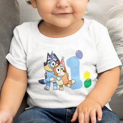 Happy Bluey & Bingo Character 1st Birthday Balloons Number Design