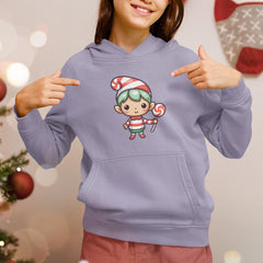 Cute Elf with Candy Cane Kids Christmas Character Design