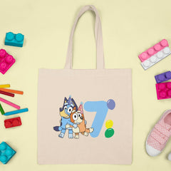 Happy Bluey & Bingo Character 7th Birthday Balloons Number Design