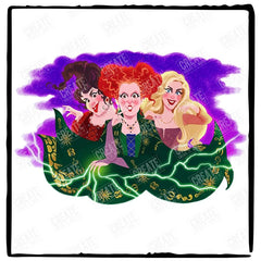 Hocus Pocus Sister Witches Cartoon Style Halloween Design
