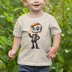 Waving Skeleton Boy Kids Halloween Character Design