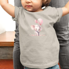 Cute Pink Birthday Elephant Holding Balloons Pattern Design