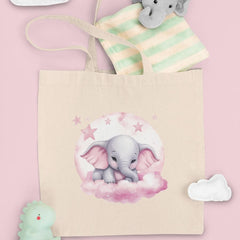 Cute Pink Elephant Cloud Moon Pattern Design