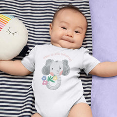 Grey Elephant with Small Flowers Design