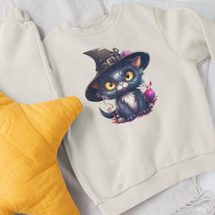 Witch Hat Black Cat Kitten Kids Halloween Design