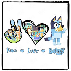 BLUEY Peace Love Bluey Blue Kids TV Design