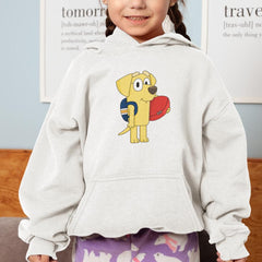 BLUEY Lucky with Blue Backpack and Red Rugby Ball Kids TV Design