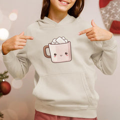 Cute Pink Mug of Hot Chocolate with Marshmallows Kids Christmas Character Design
