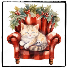 Christmas Chair Cat Cute Pattern Design