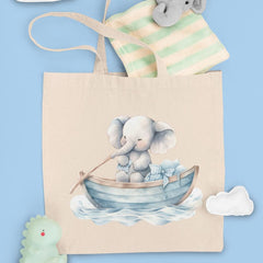 Blue Elephant Cute Boat Pattern Design