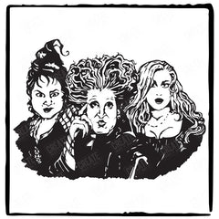 Hocus Pocus Sanderson Sisters Lino Cut Sketch Halloween Design