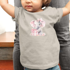 Cute Pink Elephant With Birthday Present And Bow Pattern Design