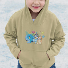 Happy Bluey & Bingo Character 9th Birthday Blue Number Design