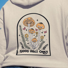 Good Vibes Only Affirmation Mushroom Plants Pattern Design