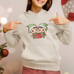 Cute Pair of Elfs with Gift Kids Christmas Character Design