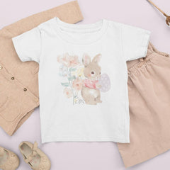 Pink Easter Bunny Rabbit Holding Egg Design