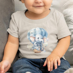 Cute Blue Elephant Hot Air Balloon Pattern Design