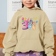 Happy Bluey & Bingo Character 3rd Birthday Pink Number Design