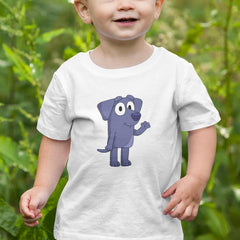 BLUEY Jean Luc Waving Happy Blue Kids TV Design