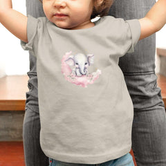 Cute Pink Elephant Cloudy Moon Pattern Design